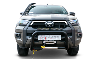 Winch bumper with TJM winch on a Toyota Hilux pickup truck