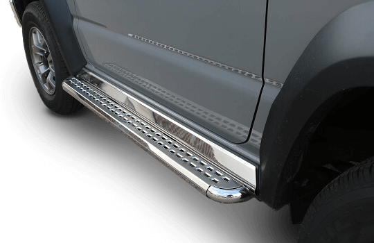 Suzuki Jimny with accessory part "Running board Concept" made of polished stainless steel